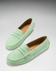 Women's Penny Driving Loafers, lagoon green suede
