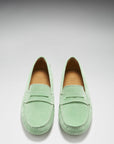 Women's Penny Driving Loafers, lagoon green suede