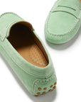 Women's Penny Driving Loafers, lagoon green suede