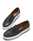 Slip-on Sneaker Loafers, black leather