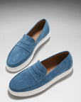 Slip-on Sneaker Loafers, petrol blue suede