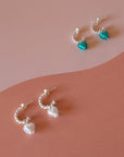 Luxury heart charm hoops, sterling silver twisted vintage-style earrings with interchangeable charms, Love Mi Amorè design by Lezzeri at brixbailey.com