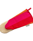 Premium long oven glove in red orange pink, stylish gauntlet design for reliable heat protection by Maison Elhoria at brixbailey.com