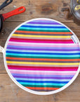 Luxury rainbow chef pad for Aga range cooker, premium heat-retaining hob cover, handcrafted UK recycled cotton, stylish Italian toweling by Maison Elhoria at brixbailey.com