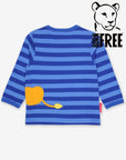 Premium Organic Cotton Long-Sleeve Baby Shirt with Lion Applique, Blue Stripes, and Snap Buttons - GOTS Certified by Toby Tiger at brixbailey.com