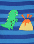 Blue dinosaur kids long sleeve shirt by Bio-Baumwoll with volcano applique in organic cotton at www.brixbailey.com