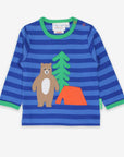 Friendly Camping Bear Striped Organic Cotton Long Sleeve Shirt for Kids, Soft and Cozy Seasonal Wear by Toby Tiger at brixbailey.com