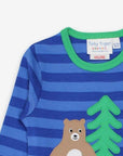 Premium Striped Organic Cotton Long Sleeve Shirt with Friendly Camping Bear Design for Kids by Toby Tiger at brixbailey.com
