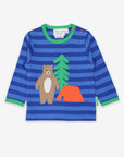 Friendly Camping Bear Striped Organic Cotton Long Sleeve Shirt for Kids, Soft and Cozy All-Season Wear by Toby Tiger at brixbailey.com