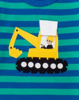 Organic Cotton Kids T-Shirt with Tractor Applique, Soft Striped Design for Mini Farmers, Eco-Friendly and Easy Dress by Toby Tiger at brixbailey.com