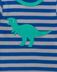 Luxury organic cotton long sleeve kids t-shirt with embroidered t-rex applique, stylish dinosaur collection, premium soft fabric by Toby Tiger at brixbailey.com