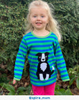Premium Organic Kids Long Sleeve T-Shirt with Shepherd Dog Applique, Soft GOTS-Certified Cotton, Eco-Friendly Striped Design by Toby Tiger at brixbailey.com