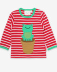 Premium Striped Organic Cotton Baby Frog Long Sleeve Shirt with Snap Buttons for Easy Dressing by Toby Tiger at brixbailey.com