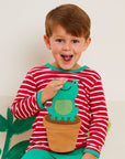 Premium Striped Organic Cotton Baby Frog Long Sleeve Shirt with Snap Buttons, Soft GOTS Certified Eco-Friendly by Toby Tiger at brixbailey.com