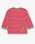 Premium Striped Organic Cotton Long Sleeve Baby Shirt with Frog Applique and Snap Buttons for Easy Dressing by Toby Tiger at brixbailey.com
