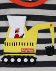 Premium kids organic cotton long sleeve shirt, gray with excavator applique and interactive flap by Toby Tiger at brixbailey.com