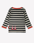 Premium organic cotton kids long sleeve shirt, gray with excavator applique and interactive flap by Toby Tiger at brixbailey.com