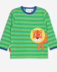 Luxury King of the Jungle Organic Cotton Long Sleeve Shirt with Playful Design and Snap Buttons by Toby Tiger at brixbailey.com