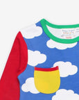 Colorful Long Sleeve Organic Cotton Shirt with Rainbow Cloud Print, Soft GOTS-Certified Eco-Friendly Fabric, Toby Tiger Design by Toby Tiger at brixbailey.com