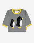 Premium organic cotton long sleeve shirt with penguin applique, stylish and comfortable for toddlers by Toby Tiger at brixbailey.com
