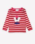 Vibrant Flower Power Pink Striped Organic Cotton Long Sleeve Shirt with Retro Floral Applique and Interactive Ladybug Flap by Toby Tiger at brixbailey.com