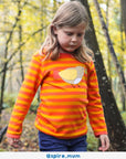 Premium organic cotton striped long sleeve baby shirt with sparrow applique and snap buttons by Toby Tiger at brixbailey.com