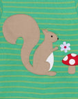 Adorable Squirrel Print Organic Cotton Long-Sleeve Baby Shirt with Snap Buttons and Pink Trim by Toby Tiger at brixbailey.com