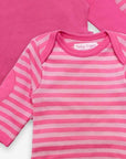 Premium Soft Organic Cotton Long Sleeve Baby Bodysuits in Pink, 2-Pack with Snap Buttons and Easy Neckline by Toby Tiger at brixbailey.com