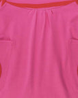 Premium Red Apple Applique Long Sleeve Organic Kids Dress with Pink Pockets and Striped Top by Toby Tiger at brixbailey.com