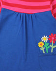 Girls' dark blue long sleeve floral applique dress by Brix Bailey in organic cotton at www.brixbailey.com