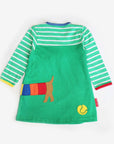 Adorable Green Striped Dachshund Dog T-Shirt Dress for Babies, Soft Organic Cotton, Machine Washable by Toby Tiger at brixbailey.com