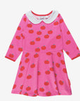 Trendy Red and Pink Color Block Organic Skater Dress for Kids with Twirl Skirt and Soft GOTS Cotton by Toby Tiger at brixbailey.com