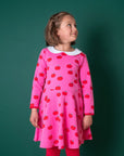 Stylish Red and Pink Color Block Organic Skater Dress for Kids with Twirl Skirt by Toby Tiger at brixbailey.com