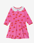 Stylish Red and Pink Color Block Organic Skater Dress for Kids with Twirl Skirt and Soft GOTS-Certified Cotton by Toby Tiger at brixbailey.com