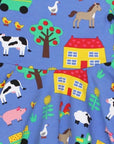 Colorful Farm Animal Print Skater Dress in Soft GOTS-Certified Organic Cotton with Swinging Skirt by Toby Tiger at brixbailey.com