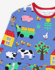 Colorful Farm Animal Print Skater Dress in Soft GOTS-Certified Organic Cotton with Twirl-Worthy Skirt by Toby Tiger at brixbailey.com