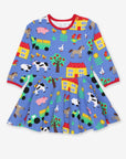 Colorful Farm Animal Print Skater Dress in Soft GOTS-Certified Organic Cotton, Stylish and Eco-Friendly by Toby Tiger at brixbailey.com
