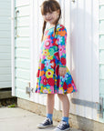 Luxury Long Sleeve Skater Dress with Floral Fruit Print, GOTS Certified Organic Cotton, Sustainable and Stylish by Toby Tiger at brixbailey.com