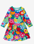 Premium Long Sleeve Skater Dress with Floral Fruit Print, GOTS Certified Organic Cotton, Sustainable and Stylish by Toby Tiger at brixbailey.com