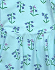 Pastel Blue Bellflower Print Long Sleeve Organic Cotton Skater Dress for Kids, Spring and Summer Favorite, Soft and Twirl-Friendly by Toby Tiger at brixbailey.com