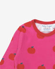 Organic Apple Print Long Sleeve Kids T-Shirt - Soft GOTS-Certified Cotton with Snap Buttons for Easy Dressing by Toby Tiger at brixbailey.com