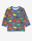Soft Organic Cotton Long Sleeve Dino Shirt for Kids with Snap Buttons, Eco-Friendly and Machine Washable by Toby Tiger at brixbailey.com