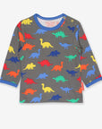 Soft Organic Cotton Long-Sleeve Dino Shirt for Kids with Snap Buttons, Eco-Friendly and Machine Washable by Toby Tiger at brixbailey.com