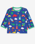 Premium long sleeve baby shirt with rocket, dino, and car print in soft organic cotton by Toby Tiger at brixbailey.com