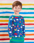 Premium baby long sleeve shirt with rocket, dino, and car print in soft organic cotton by Toby Tiger at brixbailey.com