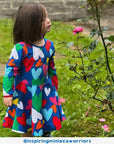 Colorful Organic Skater Dress with Hand-Drawn Heart Print, Super Soft GOTS-Certified Cotton, Toby Tiger Kids Outfit by Toby Tiger at brixbailey.com