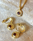 Luna Single Disc Pendant Necklace: Garnet