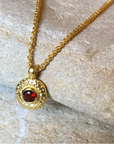 Luna Single Disc Pendant Necklace: Garnet