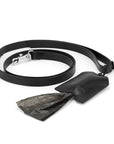 Black Leather Leash and Bag Holder Set