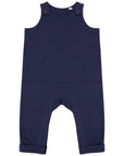 Organic Cotton Navy Dungarees with Horn-Button Fastening - Sustainable & Certified by Flossie & George at brixbailey.com